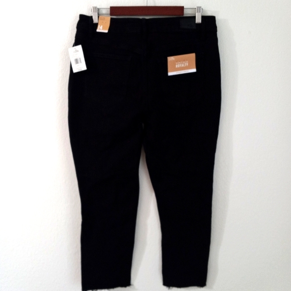 Vintage Royalty14 33x27 High Rise Button Fly Raw Hem Straight Jeans Black - Picture 3 of 15